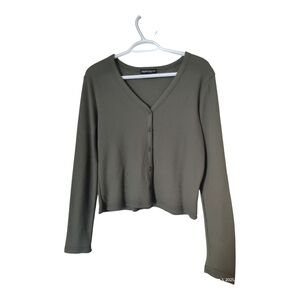NWOT Harper And Ivy Olive Green Cardigan Style Top